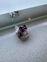 Load image into Gallery viewer, Purple Crystal &amp; Silver Wire Wrapped Ring
