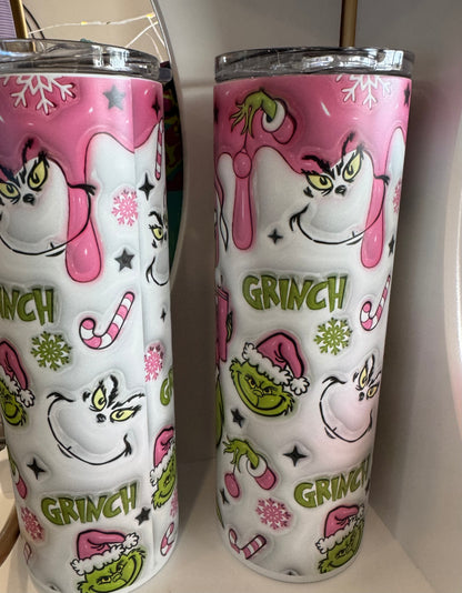 Grinchy Pink 20oz Skinny Tumbler
