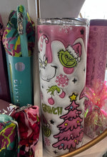 Load image into Gallery viewer, Grinchy Pink 20oz Skinny Tumbler
