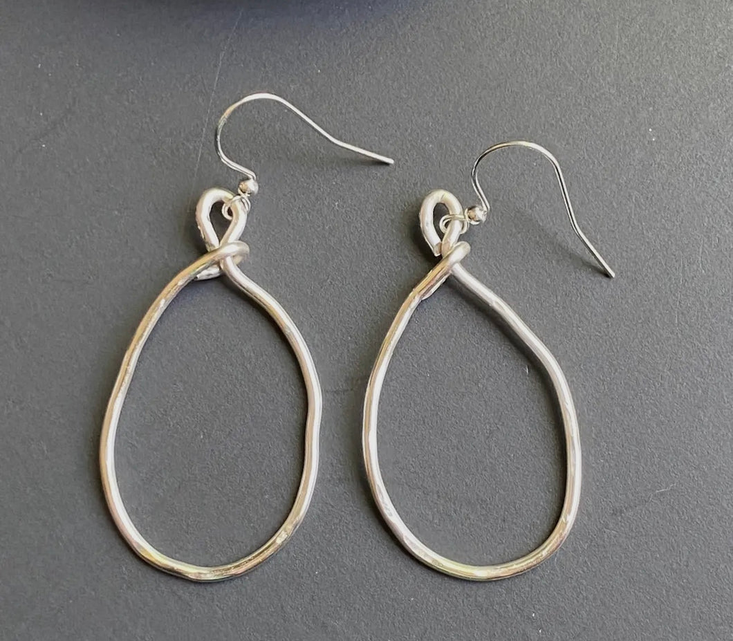 Gold Hammered Oval Hoops