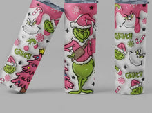 Load image into Gallery viewer, Grinchy Pink 20oz Skinny Tumbler
