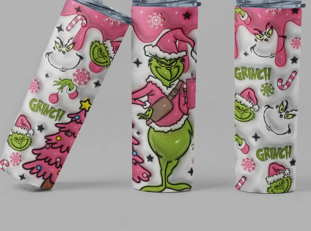 Grinchy Pink 20oz Skinny Tumbler