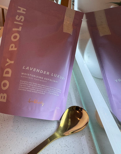 Bonblissity Lavender Luxury Body Polish w/ Gold Spoon