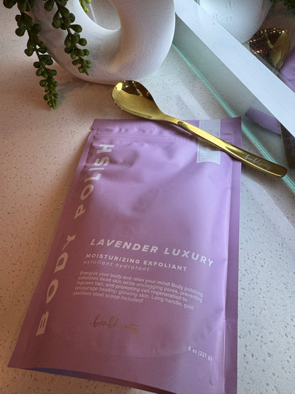 Bonblissity Lavender Luxury Body Polish w/ Gold Spoon