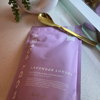 Bonblissity Lavender Luxury Body Polish w/ Gold Spoon